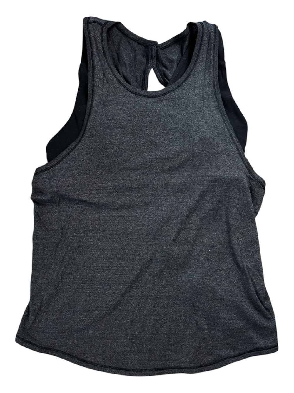 Lululemon Charcoal Gray Athletic Tank Top Size 6 Built in Sports Bra
